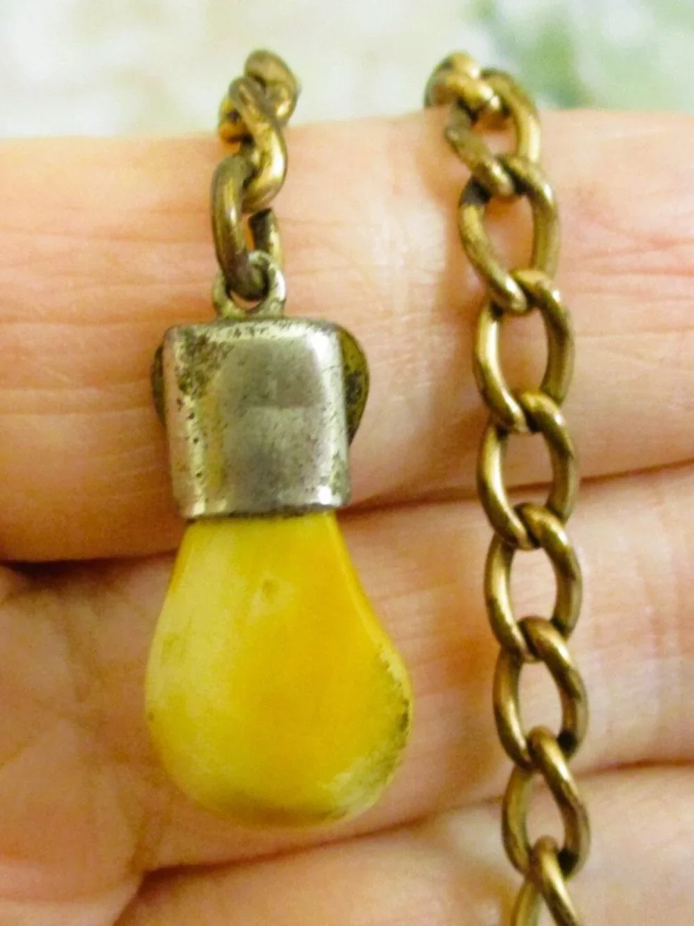Vintage LOOM Tooth Watch Fob Chain, Guilloche Enamel Heart, Gold Filled